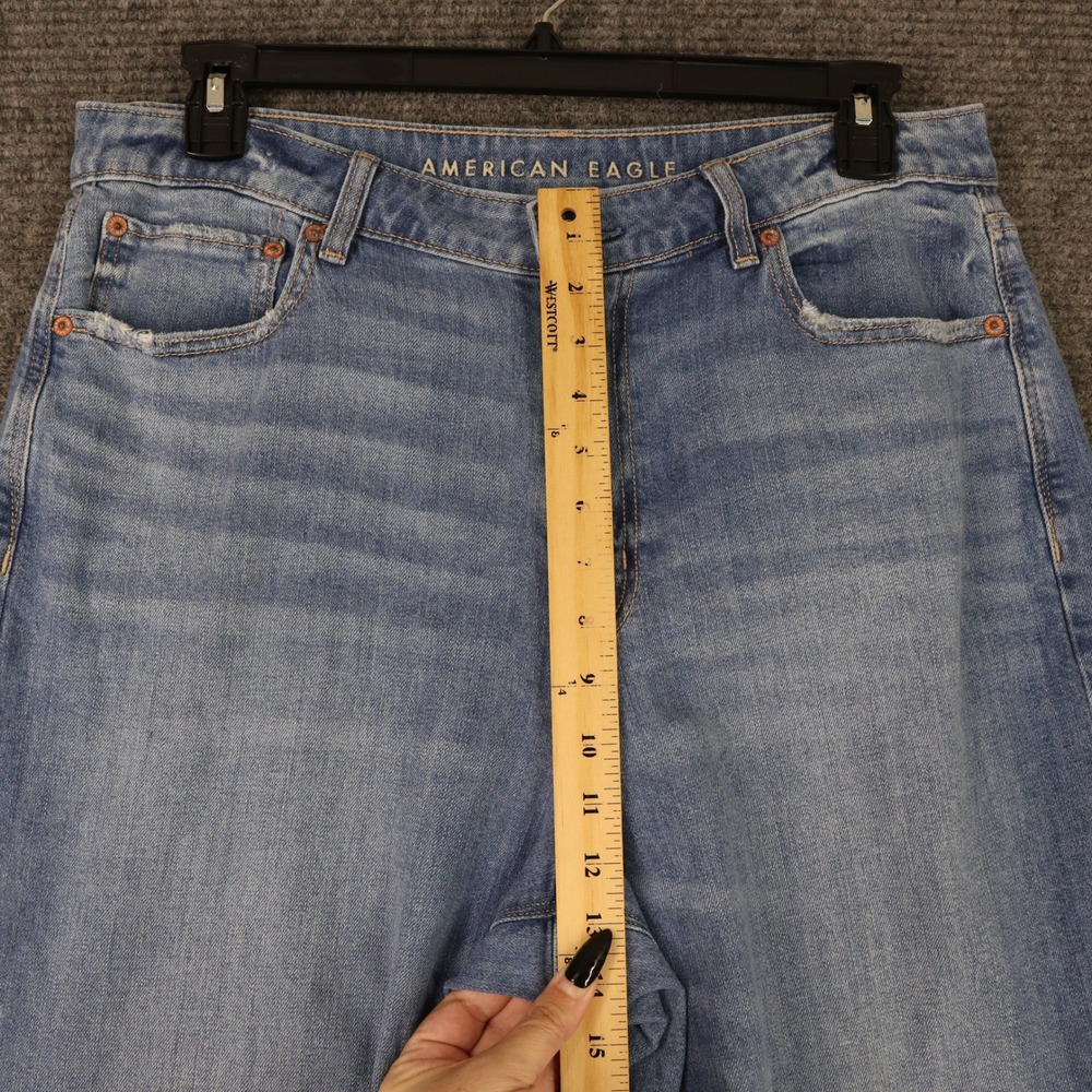 American Eagle Baggy Wide Leg Jeans Womens 12 Super High Rise Stretch Denim - Picture 7 of 11